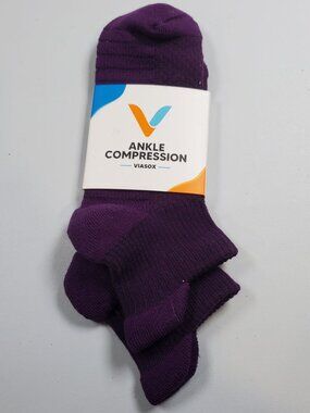 Viasox Easy Stretch Ankle Compression Sock Women Size S - M NWT Royal Purple
